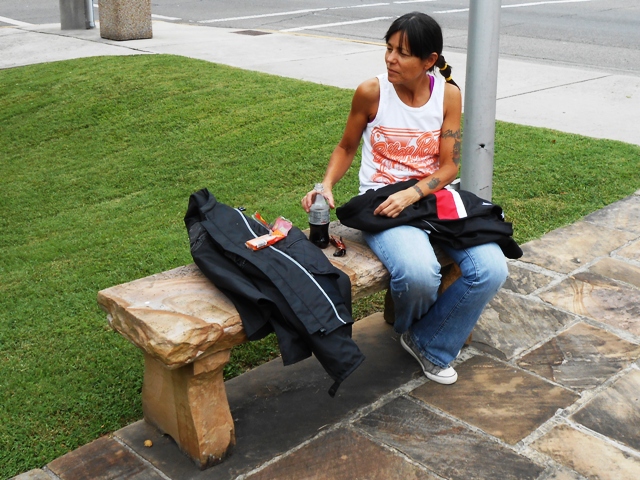 Pam resting in downtown Crossville.