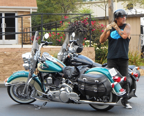 Taking a break in a church parking lot.