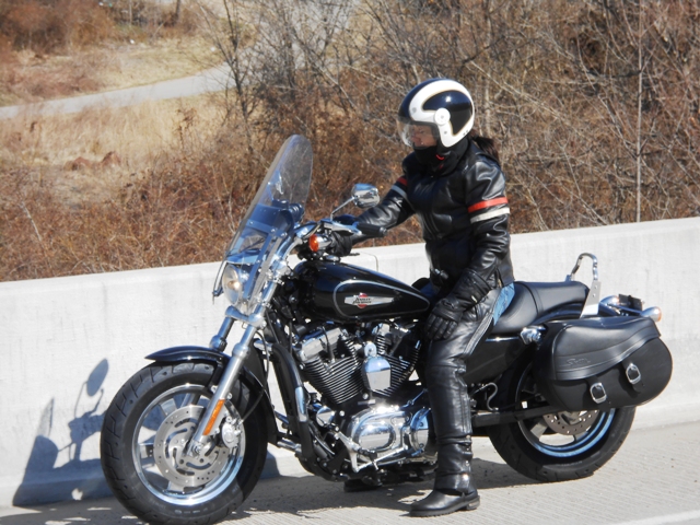 Pamo on bridge in Lancing.