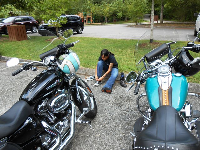 I changed out of my boots into tennis shoes for the hike.
