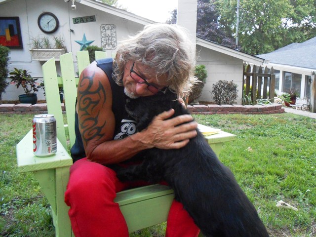 Jeff hugs Mookie. It's always good to be home.