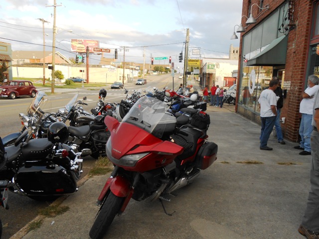 Lots of bikes show up on Tuesday evenings at the Time Warp Tea Room.