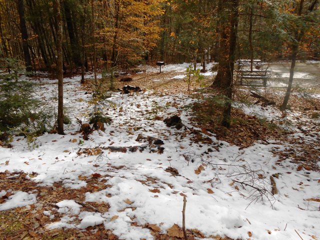 Quite a bit of snow in the shaded areas.