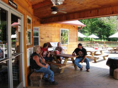 The guys take a break on the great deck at Fast Lap.