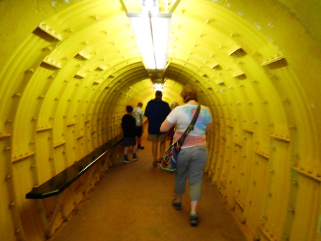 The tour begins by walking through a man made tunnel.