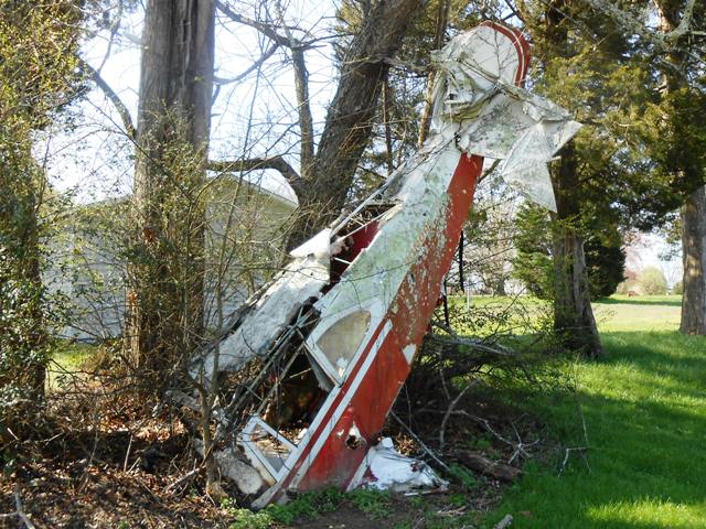 This small craft crash has been in the yard adjacent to Rocky Top for years.
