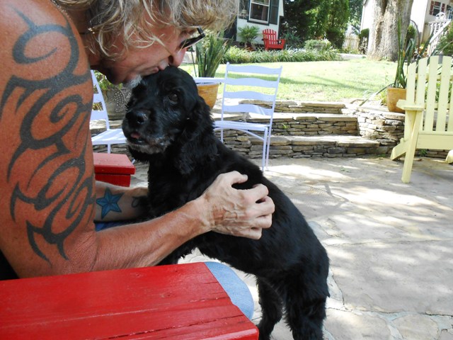 Our "life saver" dog Cindy is glad to have us home.