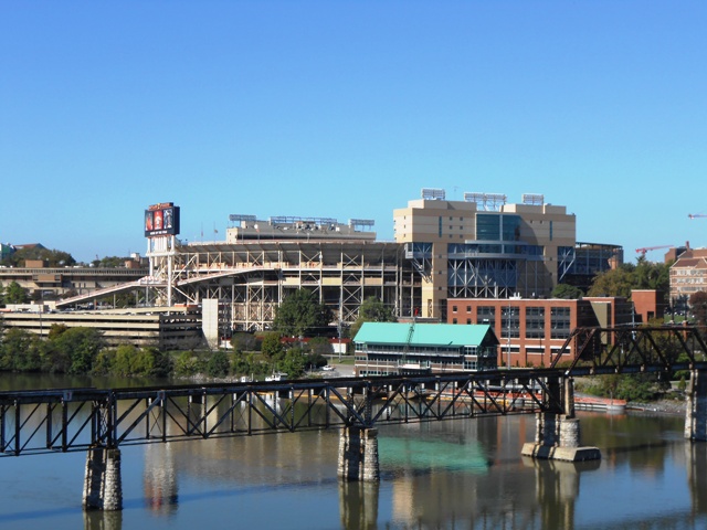 View of Neyland Stadium from the bridge.