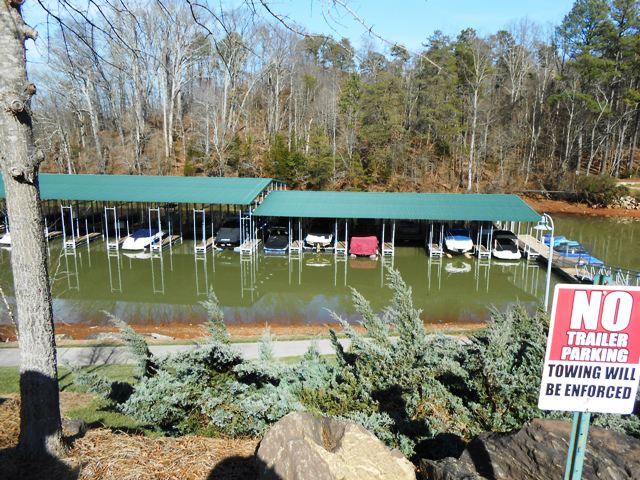 Boats are in storage waiting for spring.