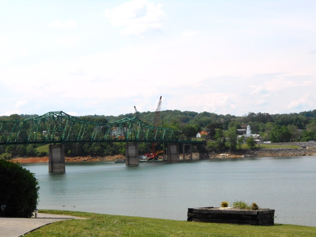 Here's the bridge and backside of the dike over Dandridge.