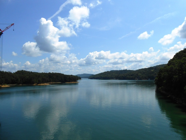 View of the water from the bridge.
