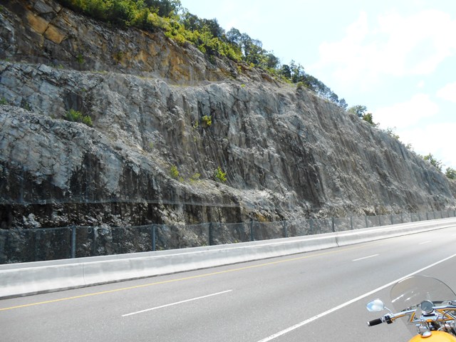 View of the huge rock face along some of 25E.