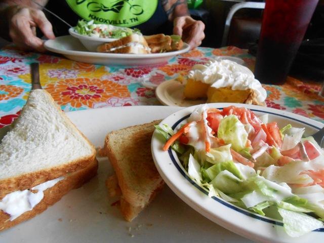 Tasty lunch and we split a piece of vinegar pie. Yum!