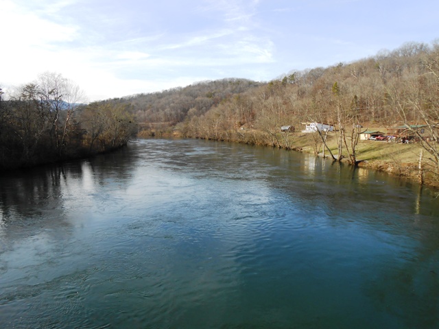 View from the bridge where Lovely Bluff Drive and River Road meet.