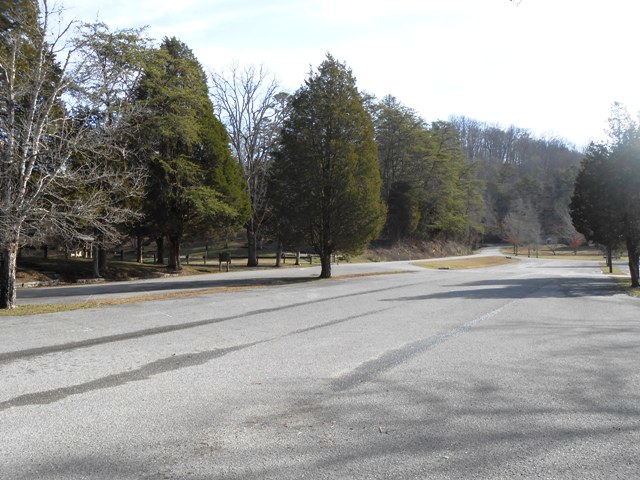 Parking lot in Big Ridge State Park.